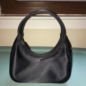Black satin semi-hard shell clutch/bag